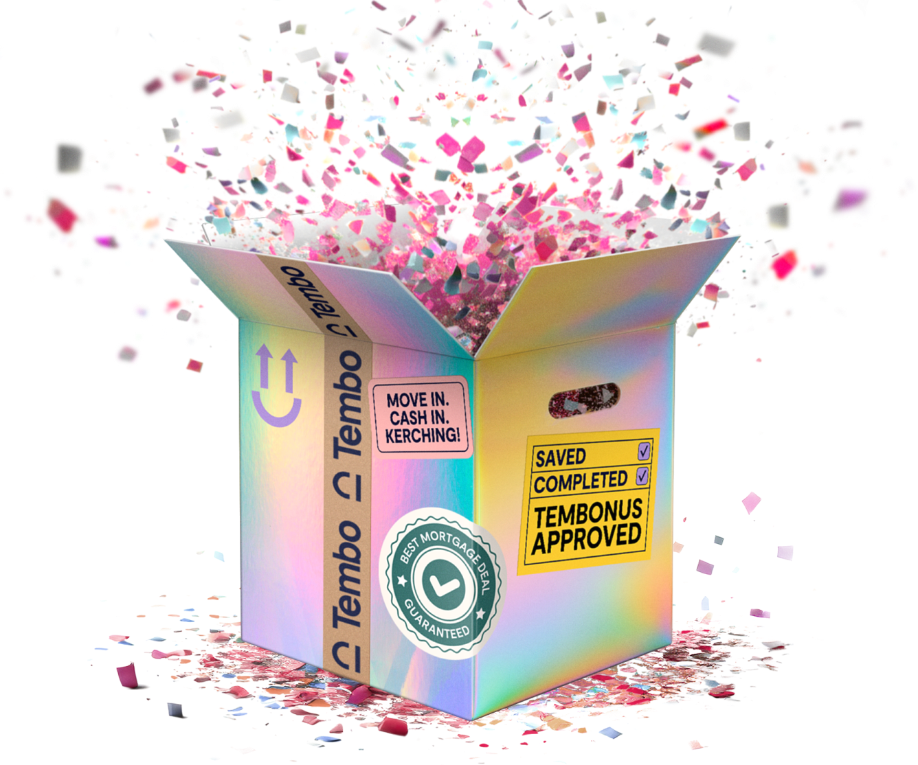 Tembo holographic box with confetti